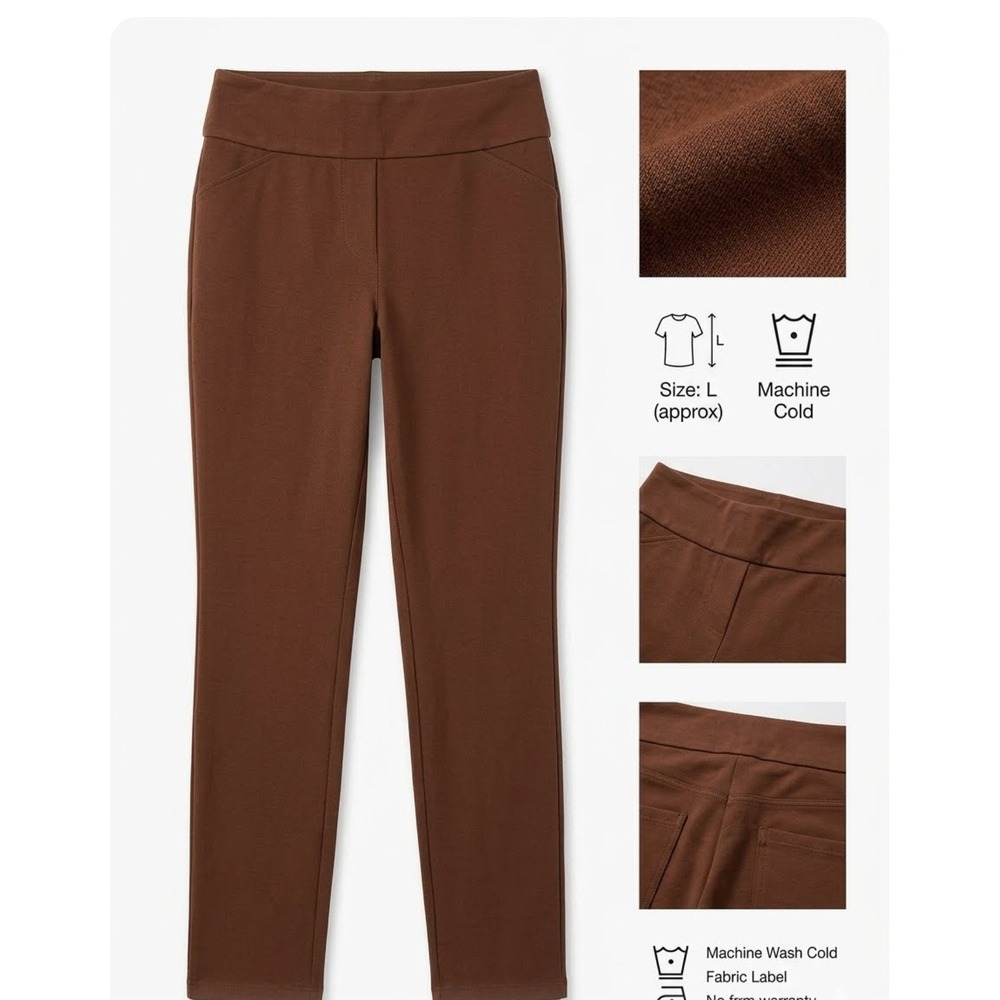 Charter Club Cambridge Slim Ankle Pants Brown Pull On Petite 10P